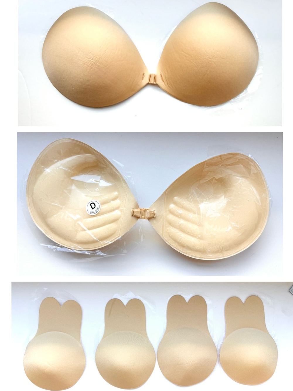 Bundle of Stick-On Nude Strapless Bra and 2 Pairs of Push Up Pasties (NEW)